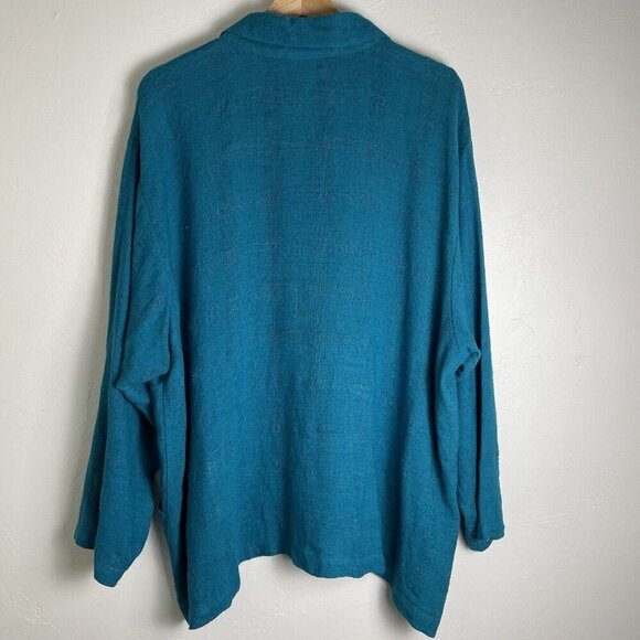 Nino Wong California Top XL Lagenlook Art To Wear Embroidered Linen Blen - Picture 2 of 16